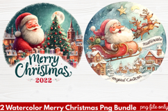 2 Watercolor Merry Christmas PNG | Festive Holiday Product Image 1