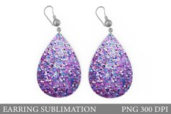 Glitter Earring Sublimation. Shiny Teardrop Earring Design Product Image 1