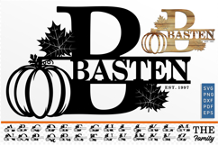 Pumpkin and maple Monogram split Letters SVG, Thanksgiving Product Image 1