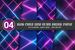 Neon Cyber Grid Retro Digital Paper Product Image 1