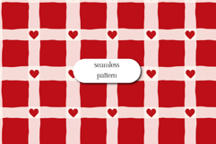 Red Gingham Heart Seamless Valentine Check Pattern Product Image 1