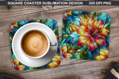 Flowers Coaster Sublimation, Spring Coaster PNG Design Product Image 1