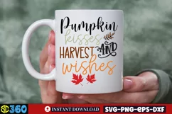 Pumpkin kisses and harvest wishes SVG, Fall Quotes SVG Product Image 2
