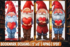 Sublimation-ready Valentine&#039;s Gnome Bookmarks Product Image 1