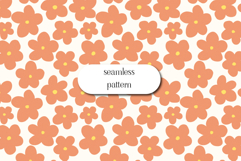 Seamless Orange Floral Pattern Cute Retro Flower Design Product Image 1