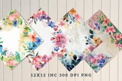 Watercolor Floral Wedding Digital Paper Bundle Product Image 6
