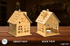 Christmas House Candle Holder SVG | Laser Cut | Glowforge Product Image 2