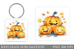 Cute Pumpkin Square Keychain. Halloween Keychain Design Product Image 1