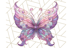 Stained Glass Butterfly PNG Colorful Clipart for Sublimation Product Image 1