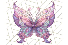 Stained Glass Butterfly PNG Colorful Clipart for Sublimation Product Image 1