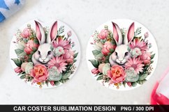 Bouquet And Easter Bunny Flowers -Coaster Sublimation Design Product Image 1