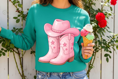 Pink Cowgirl PNG: Western Boots, 'Let's Go Girls' Design Product Image 3