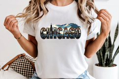 Chicago Skyline PNG, Vintage Windy City Lake Sublimation Product Image 6
