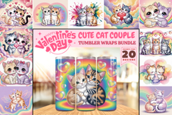 Valentine’s Day Cute Cat Couple Tumbler Wrap PNG Big Bundle Product Image 1