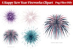 Happy New Year Fireworks Clipart PNG Product Image 1