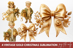 Vintage Gold Christmas Sublimation Clipart Product Image 1