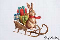 Woodland Christmas Bunny Sublimation Clipart PNG Product Image 1