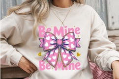 Be Mine Valentine Bow PNG | Pink Heart Bow Sublimation Product Image 2