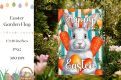 Funny Easter Bunny Garden Flag, Cartoon Carrot PNG Product Image 1