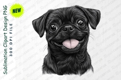 Black Pug Portrait Illustration With Tongue Out And Cute PNG Product Image 1