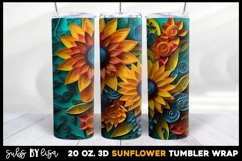 Colorful Sunflower Tumbler Sublimation Wrap 3D Flower Bundle Product Image 7