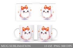 Cute Ghost Mug Design. Cute Halloween Mug Sublimation Product Image 1