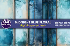 Midnight Blue Floral Backgrounds Bundle PNG Product Image 7