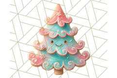 Coral and Aqua Christmas Clipart PNG, Pastel Holiday Art Product Image 2