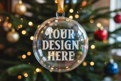 Christmas Acrylic Ornament Mockups | Round Clear Acrylic Orn Product Image 1