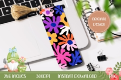 Pop Art Flowers Bookmark, Neon Flowers Bookmark Design Product Image 1