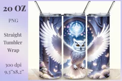 Sublimation Tumbler Wrap 3D White Owl / Png file Product Image 1