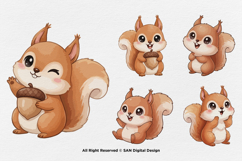 15 Bundle Watercolor Cute Squirrel Burrow Rodent Nut Small Product Image 6