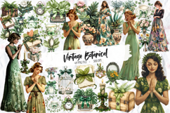 Vintage Botanical Spring Clipart - Set of 49 Png Bundle Product Image 1