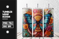 Floral Butterfly Tumbler Wrap | Sublimation | 20 oz Skinny Product Image 1