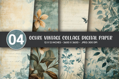 Ochre Vintage Collage Digital Paper Product Image 1