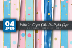 Multicolor Striped Polka Dot Digital Paper Product Image 1