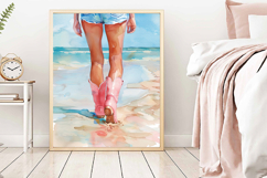 Watercolor Coastal Cowgirl Boots Beach Print Product Image 6