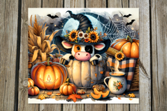 Halloween cow | 4 Skinny tumbler sublimation designs Product Image 2