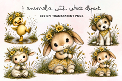 Farm Animals With Wheat Clipart PNG Product Image 1