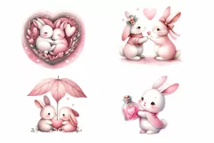 12 Couple of Rabbit watercolor clipart Product Image 6