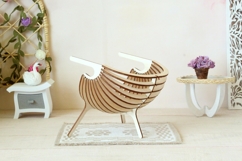 Miniature shield chair with 3 legs digital vector file, doll Product Image 6