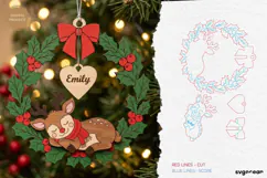 Sleeping Deer Christmas Ornament Laser Cut | Glowforge | SVG Product Image 2