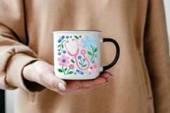 Floral Nurse Medical PNG, Stethoscope Flower Sublimation Product Image 6