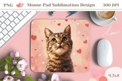 Cute Cat Mouse Pad Wrap, Lovely Cat Sublimation Mousepad PNG Product Image 1