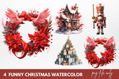 Funny Christmas Watercolor Clipart Product Image 1
