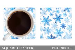 Snowflakes Square Coaster. Winter Coaster Sublimation Product Image 1