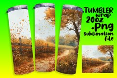 Autumn Scene Tumbler Wrap | 20oz Watercolor Sublimation Product Image 1