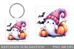 Cute Ghost Keychain Design. Cute Ghost Sublimation Product Image 1
