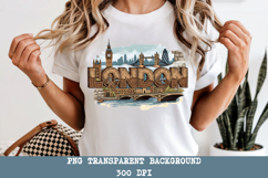London England PNG, Vintage Big Ben City Skyline Sublimation Product Image 6