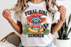 Feral Girl Summer PNG, Funny Raccoon Sublimation Design Product Image 6